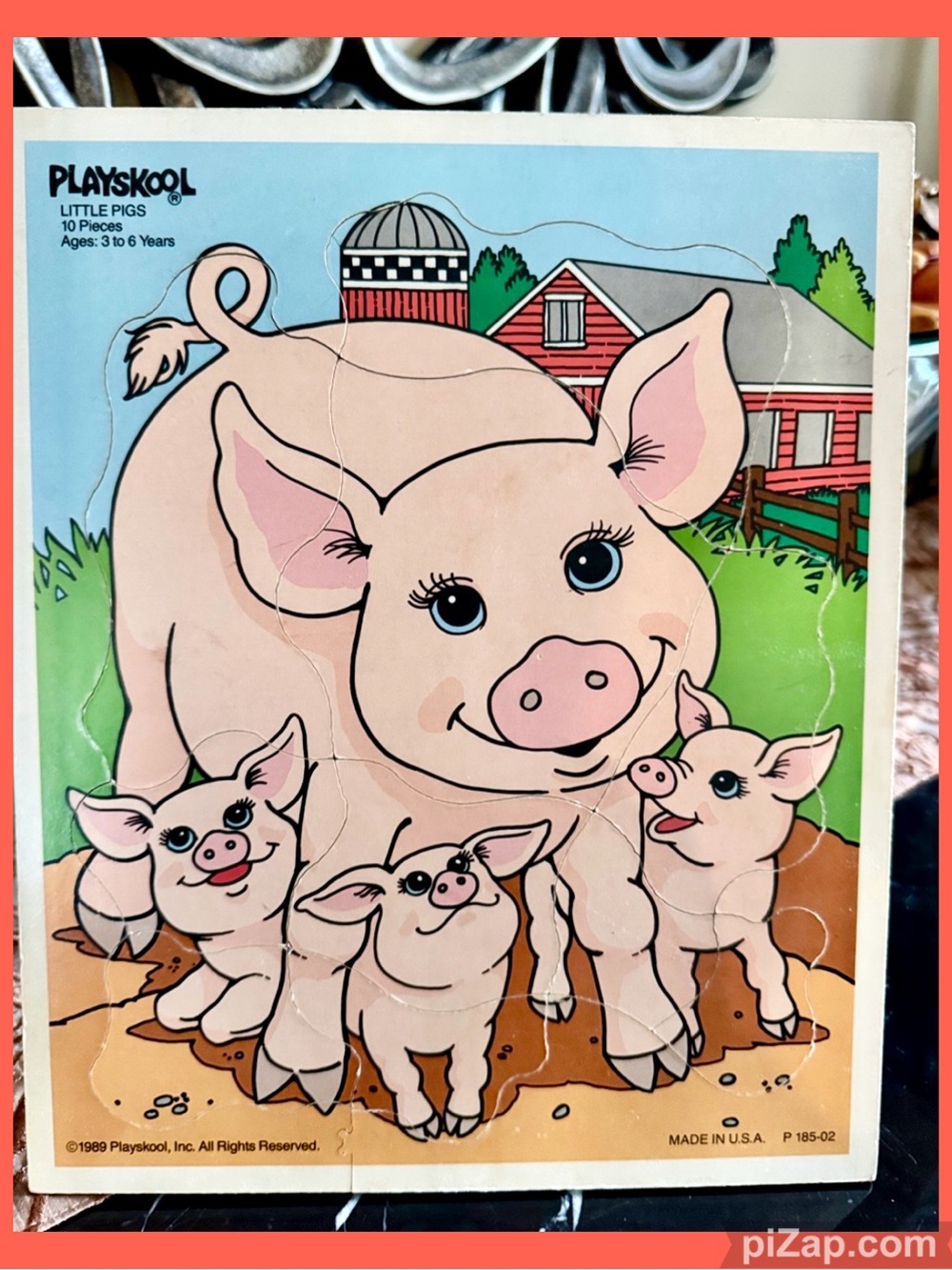 🐷Playskool Little Pigs Farm Wooden Puzzle - Vintage 1989 - 10 pieces / Ages 3-6